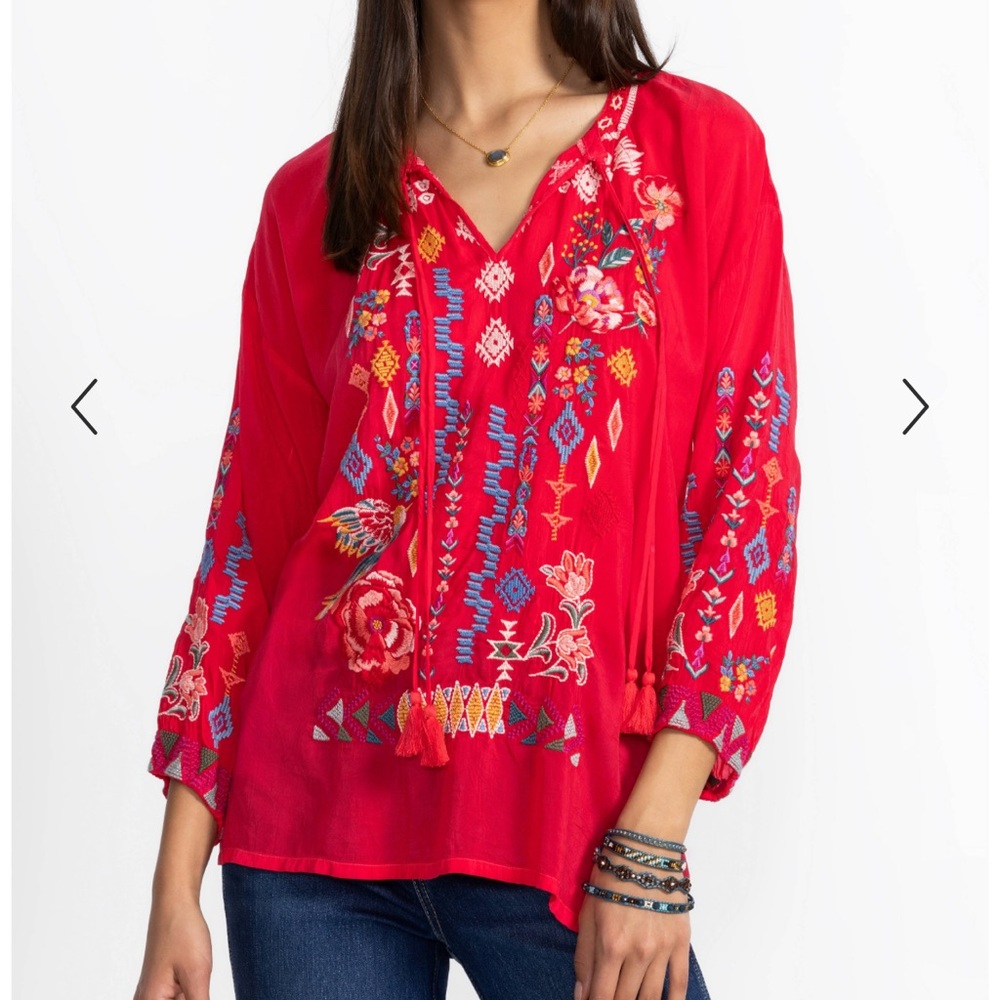 Johnny Was Margot Embroidered Blouse Size Small